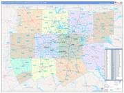 Dallas-Fort Worth-Arlington Metro Area Wall Map Color Cast Style 2022